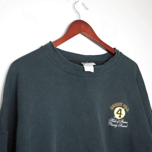 Vintage GILDAN Bobby Orr Hall of Fame Sweatshirt Hockey Green Teal Unisex XL - Picture 4 of 12